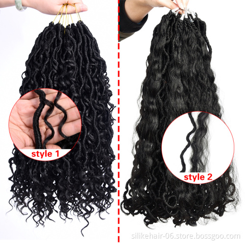 Silike 18 inch Goddess Faux Locs Curly Braids Synthetic Boho Crochet Braid Messy Faux Locs Crochet Hair Extensions Bohemian